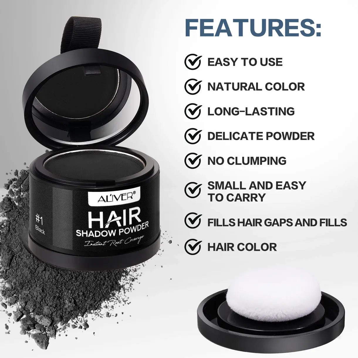 HairElan Instant Hair Shadow Powder – Root Concealer for Hair, Beard & Brows